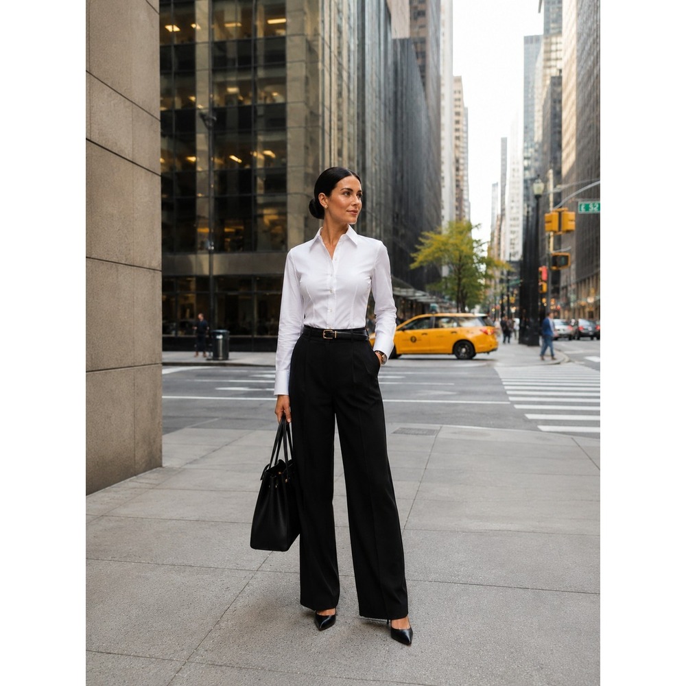 Fitted Button Down Shirt 2 Long Sleeve Cotton Stretch Office Siren Parisian Chic